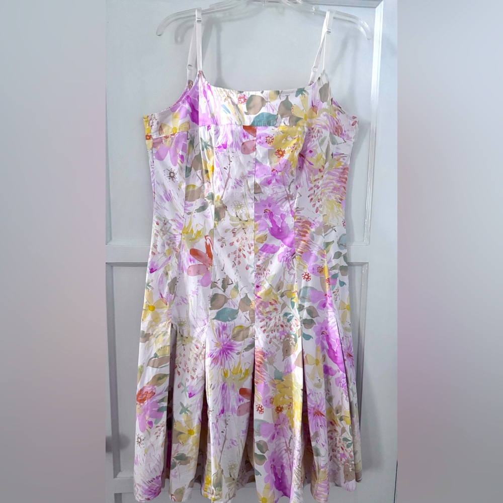 Ideology Multicolor Floral Dress w/adjustable straps and pleated bottom size 14